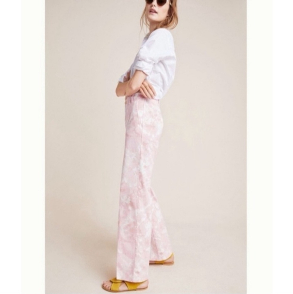 Anthropologie Jaime Pink Print Straight Pant Pants Size 8 NEW NWT - Picture 4 of 16